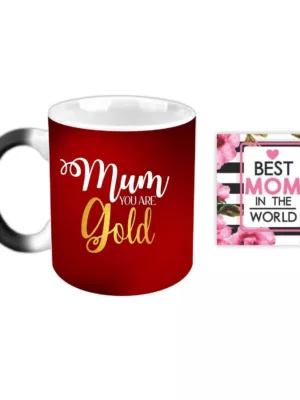 TheYaYaCafe Yaya Cafe Mothers Day Gifts Mum You are Gold Magic Coffee Mug with Coaster