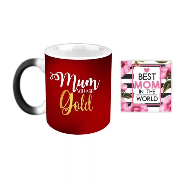 TheYaYaCafe Yaya Cafe Mothers Day Gifts Mum You are Gold Magic Coffee Mug with Coaster