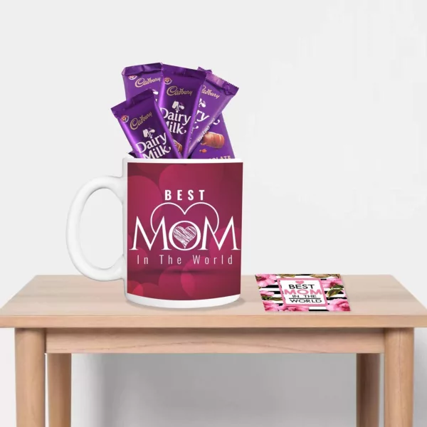 TheYaYaCafe Mothers Day Gifts, Coffee Mug 5 Dairy milk Chocolate (7gm each) Combo with Coaster - Hindi Maa, White