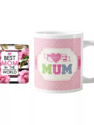 TheYaYaCafe Yaya Cafe Mothers Day Gifts, Superstar I Love Mum Coffee Mug for Mother, Coaster Combo Set of 2