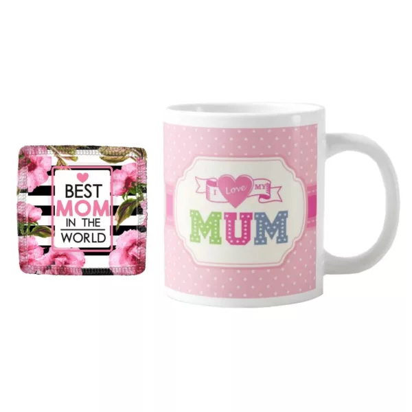 TheYaYaCafe Yaya Cafe Mothers Day Gifts, Superstar I Love Mum Coffee Mug for Mother, Coaster Combo Set of 2