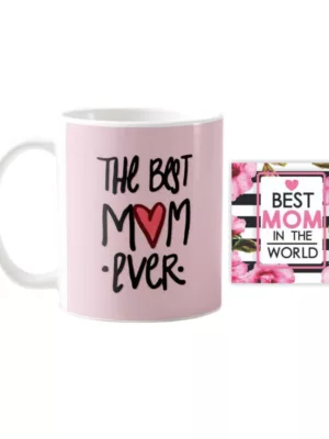 YaYa cafe Mothers Day Gifts for The Best Mom Ever Coffee Mug with Coaster