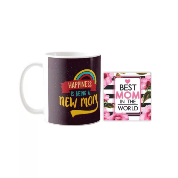 TheYaYaCafe Yaya Cafe Mothers Day Gifts Happiness is Being a New Mom MagicCoffee Mug with Coaster