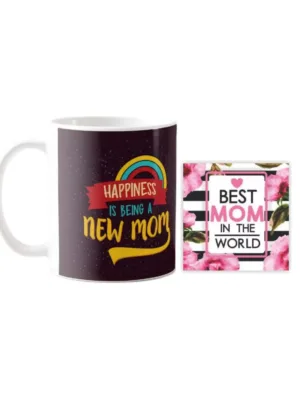 TheYaYaCafe Yaya Cafe Mothers Day Gifts Happiness is Being a New Mom MagicCoffee Mug with Coaster