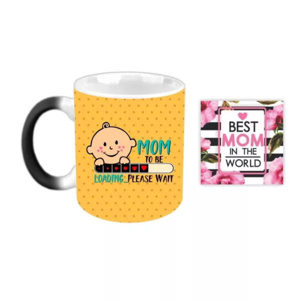 YaYa cafe Mothers Day Gifts for Pregnant Women Mom to Be Magic Coffee Mug with Coaster