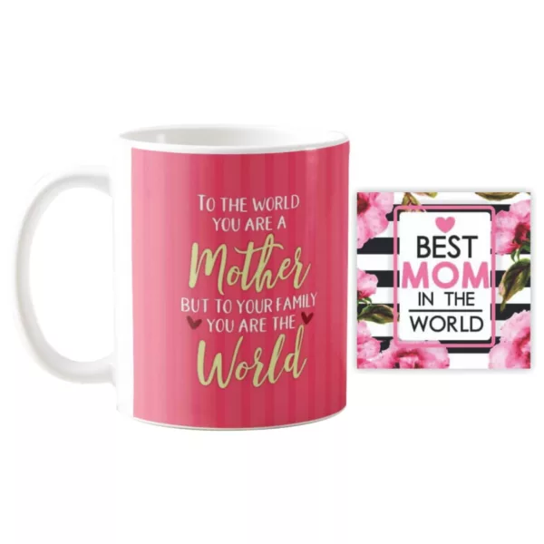 TheYaYaCafe Birthday Gifts for Mom Ceramic Coffee Mug with Coaster - Worlds Greatest Mom