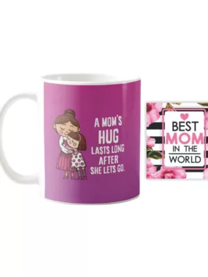 YaYa cafe Mothers Day Gifts for A Mom's Hug Lasts Long After She Lets Go Coffee Mug with Coaster