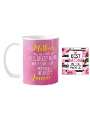TheYaYaCafe Yaya Cafe Mothers Day Gifts Mother Hold Their Childrens Heart Forever Coffee Mug with Coaster