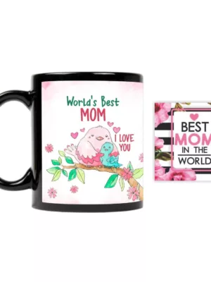 YaYa cafe Mothers Day Gifts Worlds Best Mom Mom Coffee Mug with Coaster