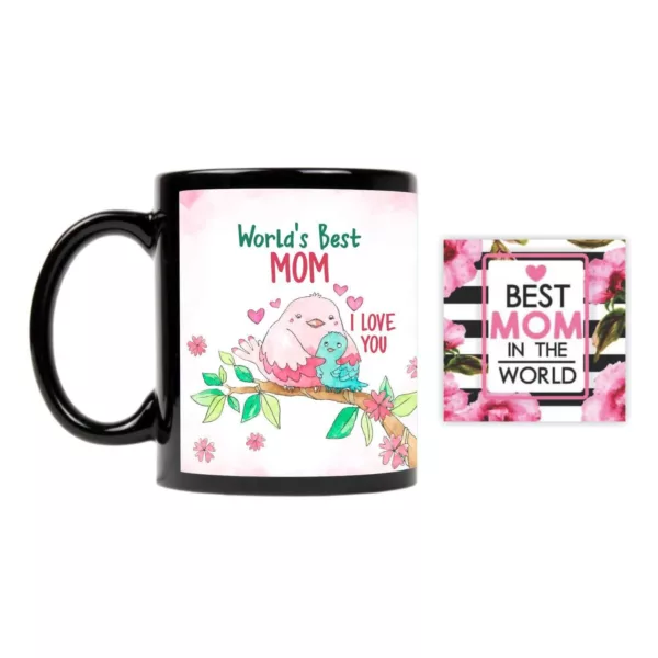 YaYa cafe Mothers Day Gifts Worlds Best Mom Mom Coffee Mug with Coaster