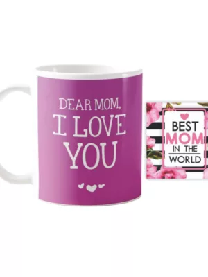 YaYa cafe Mothers Day Gifts for Dear Mom I Love You Coffee Mug with Coaster