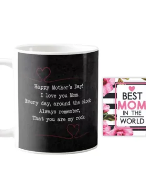 TheYaYaCafe Yaya Cafe Mothers Day Gifts Happy Mothers Day Coffee Mug with Coaster