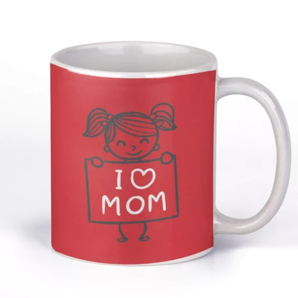 TheYaYaCafe Birthday Gifts for Mom 325ml I Love Mom Printed Coffee Mug with Coaster Combo