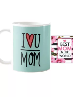 YaYa cafe Mothers Day Gifts for I Love You Mom Coffee Mug with Coaster