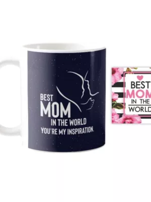 YaYa cafe Mothers Day Gifts Best Mom in The World Coffee Mug with Coaster