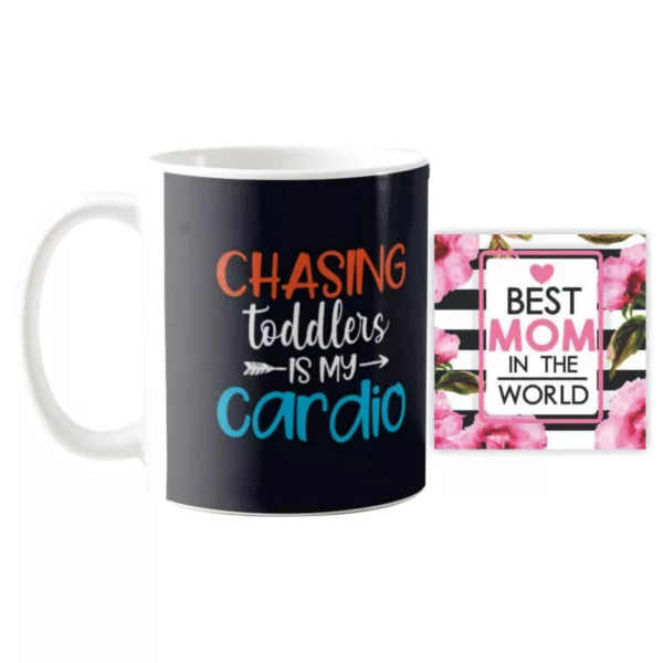 TheYaYaCafe Yaya Cafe Mothers Day Gifts for New Mom Chasing Toddlers is My New Cardio Coffee Mug with Coaster