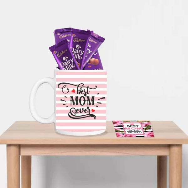 TheYaYaCafe Mothers Day Gifts, Coffee Mug 5 Dairy milk Chocolate (7gm each) Combo with Coaster - Hindi Maa, White