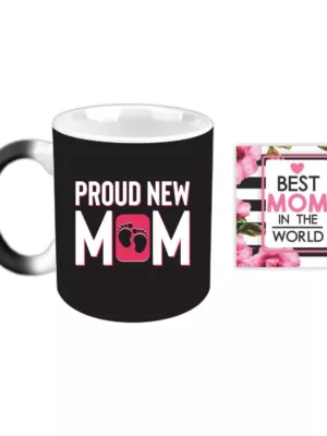 TheYaYaCafe Yaya Cafe Mothers Day Gifts for Proud New Mom Magic Coffee Mug with Coaster