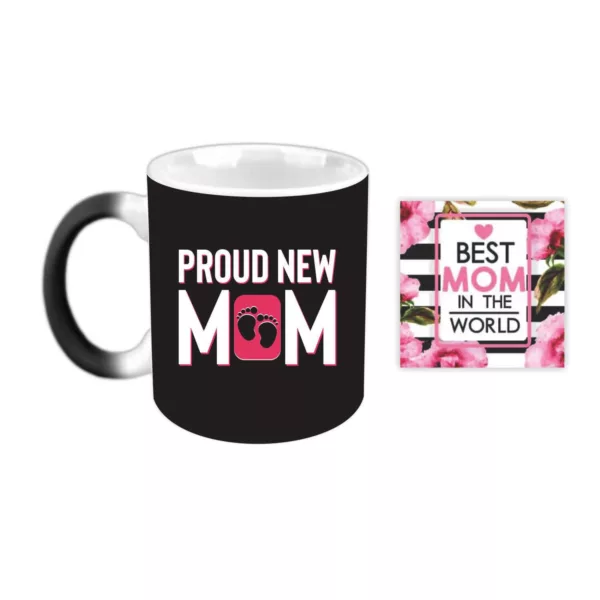 TheYaYaCafe Yaya Cafe Mothers Day Gifts for Proud New Mom Magic Coffee Mug with Coaster