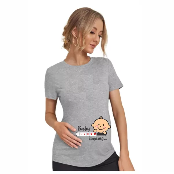 TheYaYaCafe Mothers Day Cute Funny Baby Loading Women's Pregnancy Maternity T-Shirt Top Tee Round Neck Half Sleeves