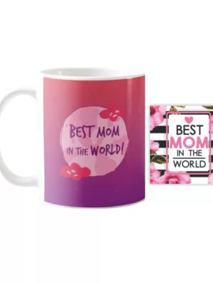 YaYa cafe Mothers Day Gifts for Best Mom in The World Coffee Mug with Coaster