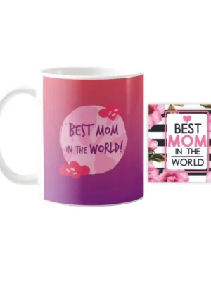 YaYa cafe Mothers Day Gifts for Best Mom in The World Coffee Mug with Coaster