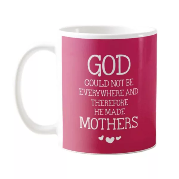 TheYaYaCafe Ceramic God Could Not Be Everywhere and Therefore He Made Mother Coffee Mug with Coaster - Pink, 11 oz