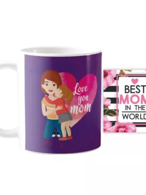 Yaya Cafe Mothers Day Gifts Love You Mom Coffee Mug with Coaster