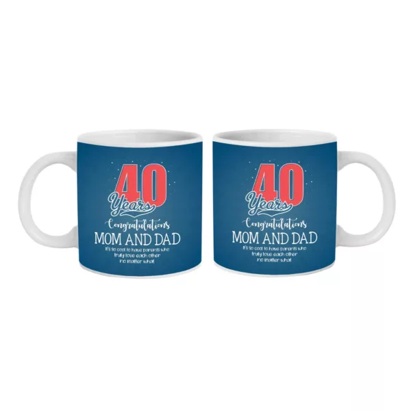 TheYaYaCafe Yaya Cafe™ 40th for Parents Mom Dad Couple Coffee Mugs with Coasters Congratulations Combo Set of 4