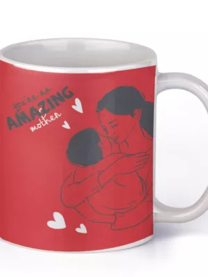 TheYaYaCafe Birthday Gifts for Mom 325ml I Love Mom Printed Coffee Mug with Coaster Combo