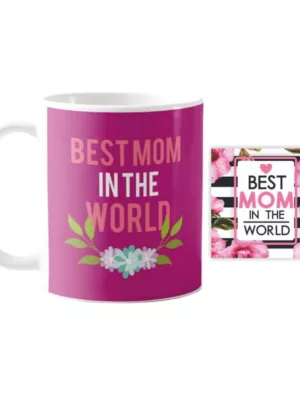 YaYa cafe Mothers Day Gifts for Best Mom in The World Coffee Mug with Coaster