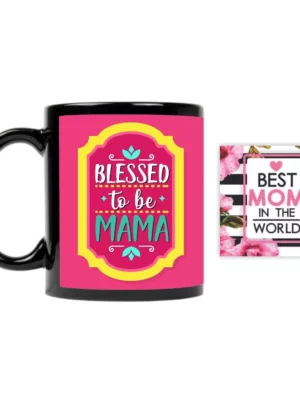 TheYaYaCafe Mothers Day New Mom Blessed to be Mama Coffee Mug with Coaster