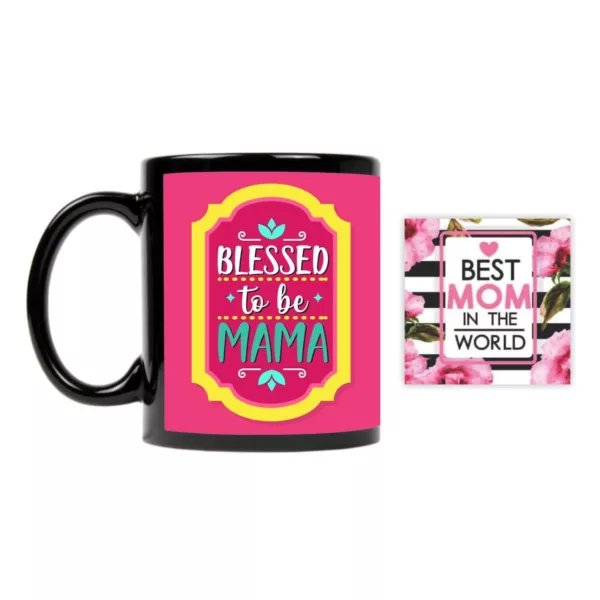 TheYaYaCafe Mothers Day New Mom Blessed to be Mama Coffee Mug with Coaster