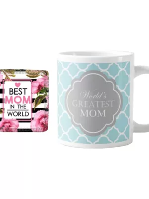 TheYaYaCafe Yaya Cafe Birthday Gifts for Mom Mother, Worlds Greatest Mom Coffee Mug for Mother, Coaster Combo Set of 2