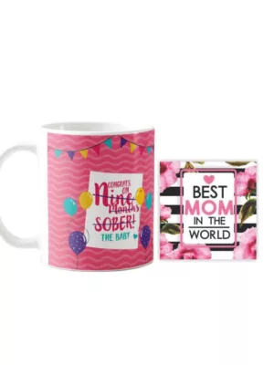 YaYa cafe Mothers Day Gifts for New Mom Congrats on 9 Months Sobar The Baby Magic Coffee Mug with Coaster