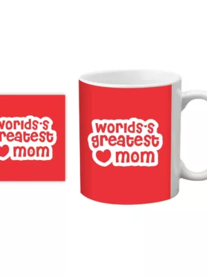 Giftsmate Mothers Day Gifts, Worlds Greatest Mom Coffee Mug for Mother, Coaster Combo Set of 2