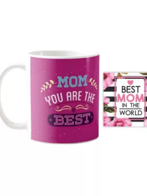 TheYaYaCafe Ceramic 'A Mom You are The Best' Coffee Mug with Coaster (Purple)