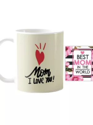 TheYaYaCafe Yaya Cafe Mothers Day Gifts for Mom I Love You Coffee Mug with Coaster