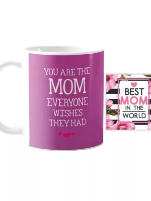 TheYaYaCafe You are The Mom Everyone Wish They Had Ceramic Coffee Mug with Coaster (330 ml)