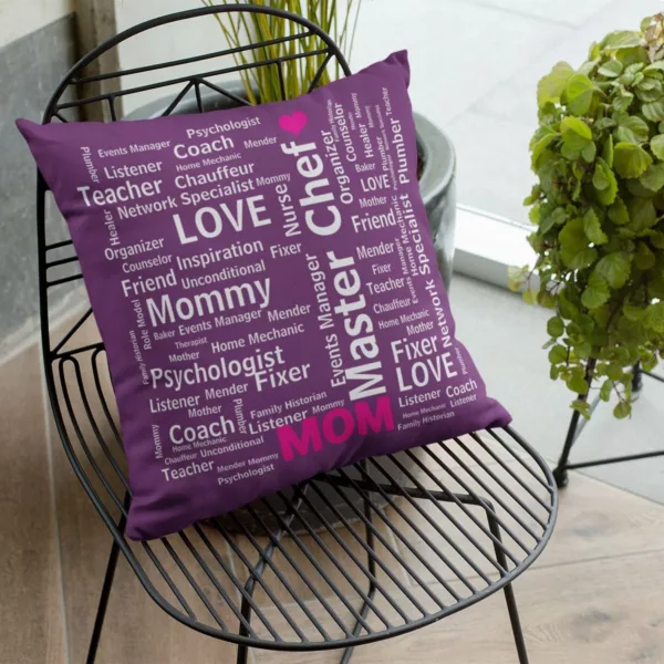 Master Chef Mom Printed Velvet Cushion Cover 16x16 Inches With Filler