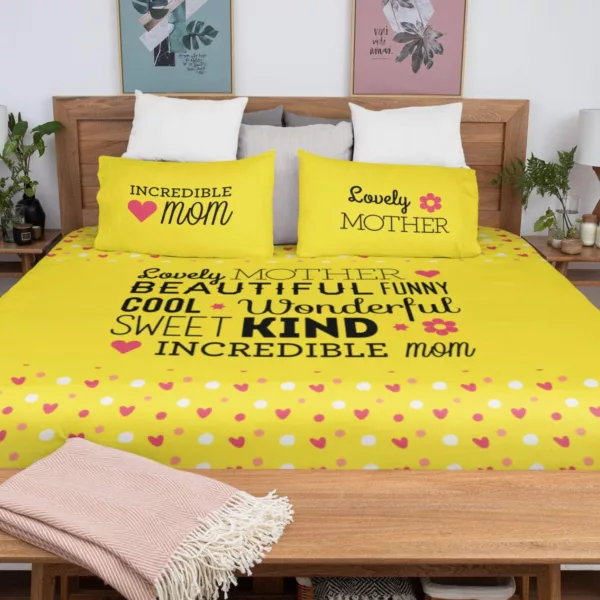 Beautiful Incredible Mom King Size Double Bedsheet with 2 Pillow Covers