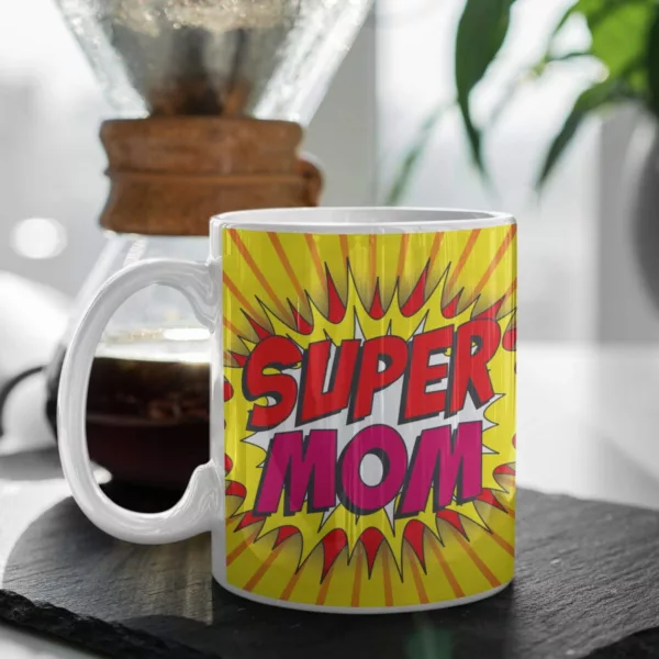 TheYaYaCafe Yaya Cafe Birthday Gifts for Mom Mother, Super Mom Coffee Mug for Mother, Coaster Combo Set of 2 - Yellow