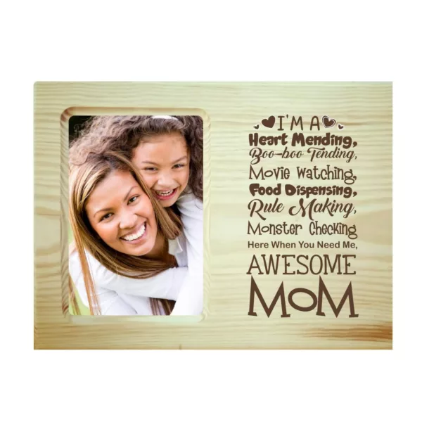 Awesome Mom Engraved Wooden Photo Frame