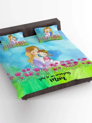 TheYaYaCafe for Mother King Size Velvet Double Bedsheet with 2 Pillow Covers Birthday Present Multi - You are an Amazing Mother