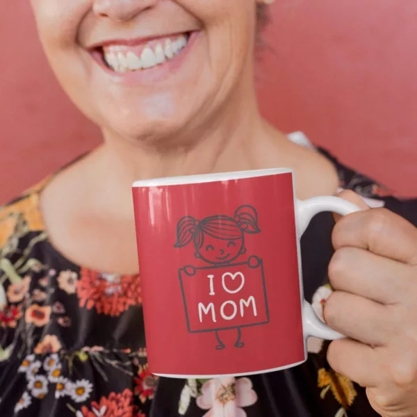 TheYaYaCafe Birthday Gifts for Mom 325ml I Love Mom Printed Coffee Mug with Coaster Combo