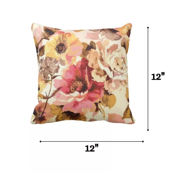 TheYaYaCafe Canvas Fabric Printed Spring Floral Flower Throw Cushion Covers (Multicolour, 24x24-inch)