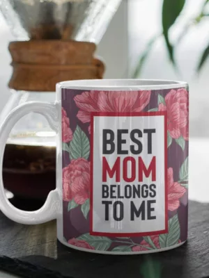 YaYa cafe Mothers Day Gifts Best Mom Belongs to Me Coffee Mug with Coaster