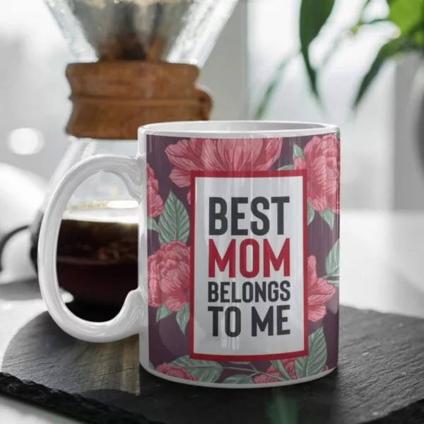 YaYa cafe Mothers Day Gifts Best Mom Belongs to Me Coffee Mug with Coaster