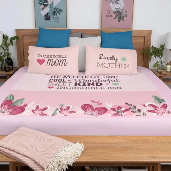 Beautiful Incredible Mom King Size Double Bedsheet with 2 Pillow Covers