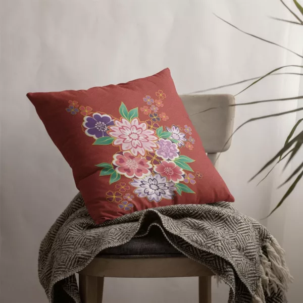TheYaYaCafe® 12X12 inches Cushion Cover Delicate Floral Flowers Printed Sofa Throw Pillows